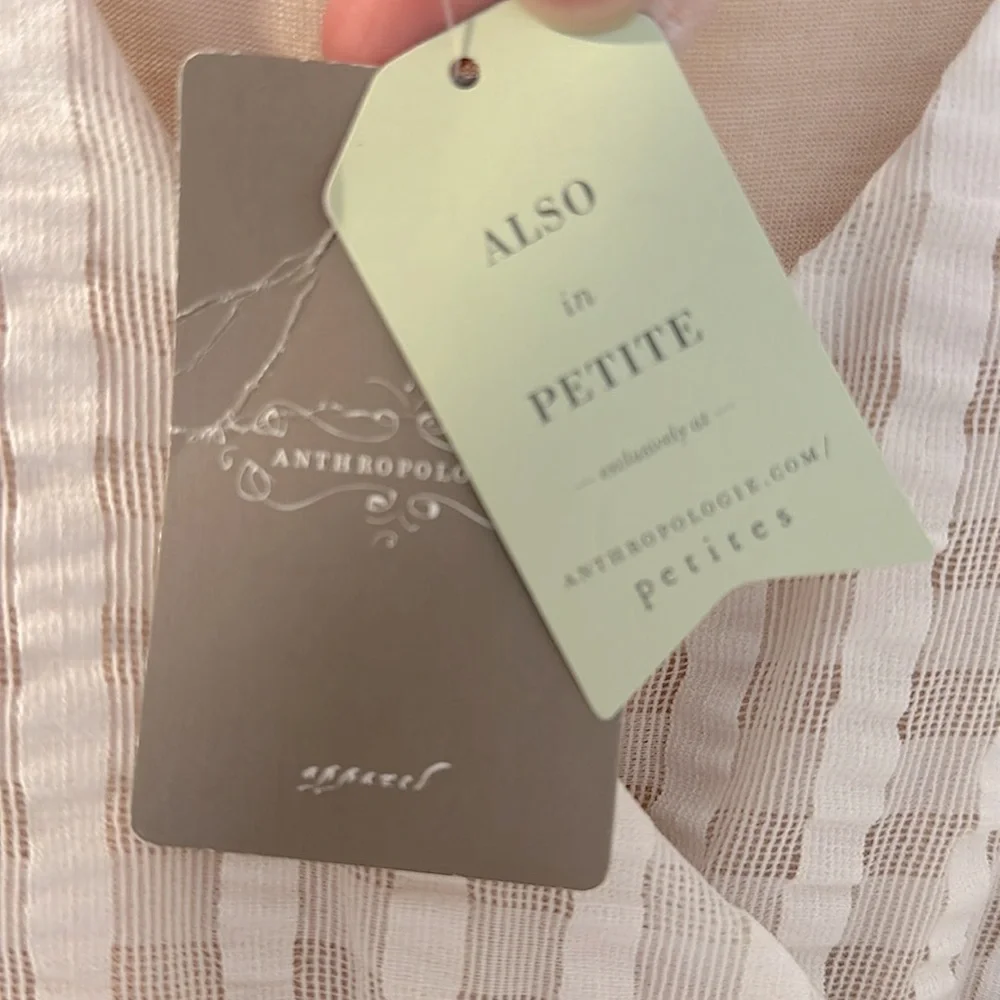 NWT Beautiful Anthropologie Deletta Side Tie Top (white/ivory, size xs/s) - Picture 6 of 7